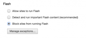 Chrome Settings for Blocking Adobe Flash