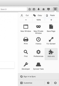 Firefox Plugins Menu